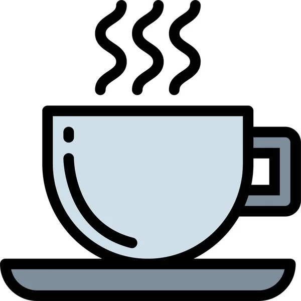 Καφέ Ποτό Ζεστό Εικονίδιο Στυλ Γεμάτο Περίγραμμα — Διανυσματικό Αρχείο