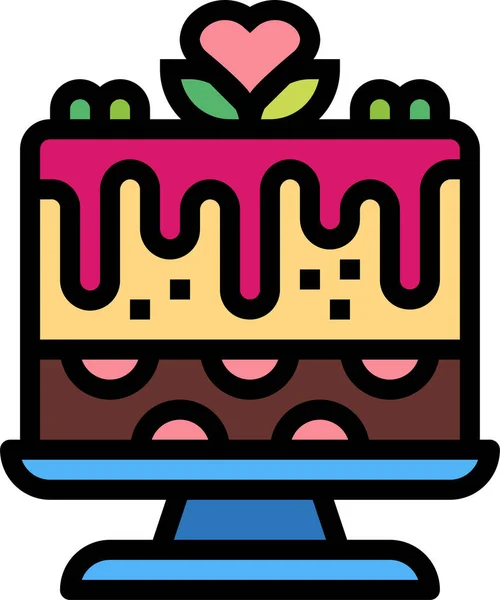 Торт Десерт Солодкий Значок Заповненому Стилі — стоковий вектор
