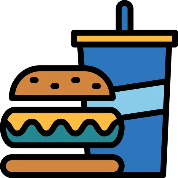 Gyorsétterem Hamburger Ikon Teltházas Stílusban — Stock Vector