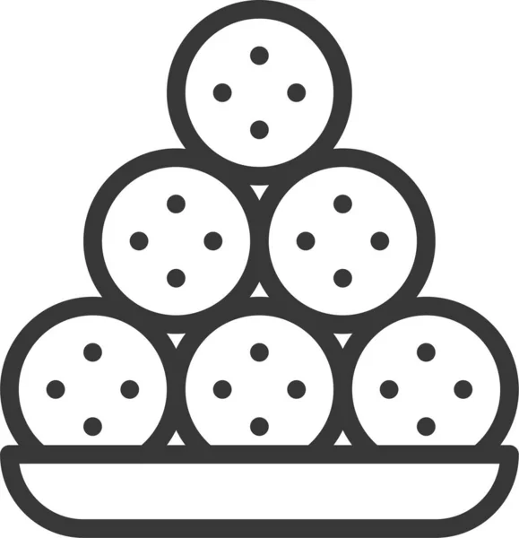 Dessert Food Sesame Ball Icon Outline Style — Image vectorielle