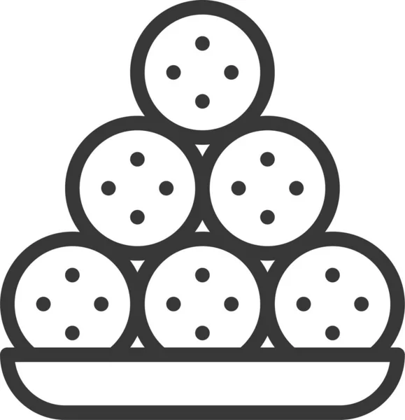 Postre Comida Bola Sésamo Icono Estilo Del Esquema — Vector de stock