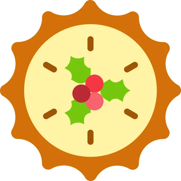 Різдвяний Десертний Пиріг Значок Плоскому Стилі — стоковий вектор