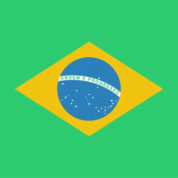 Brazylijska Flaga Kraju Ikona Płaskim Stylu — Wektor stockowy