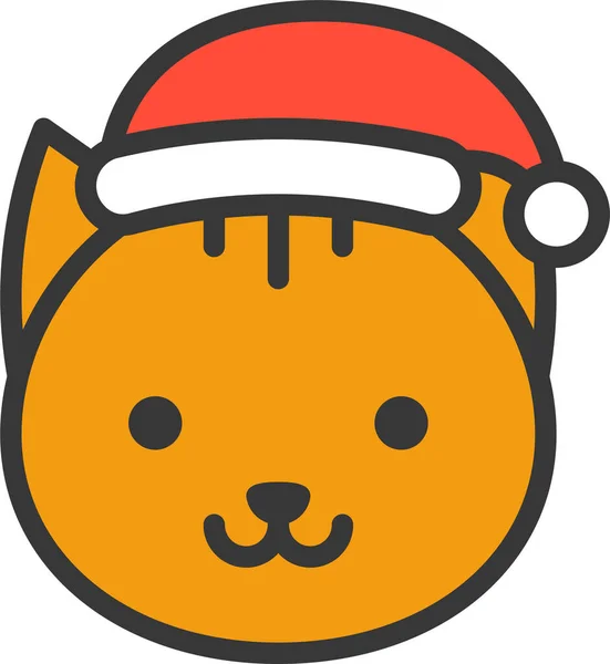 Avatar Cat Christmas Icon Filled Outline Style — Vector de stock