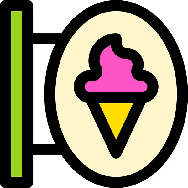 Frozen Ice Cream Sign Icon Filled Outline Style — Stock Vector