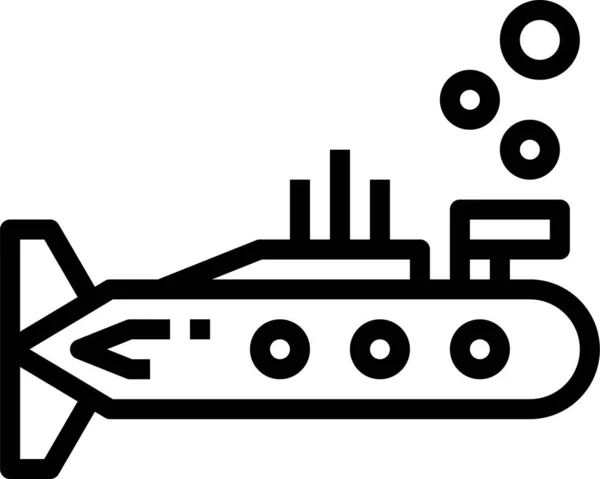 拍摄间谍潜水艇图标的轮廓风格 — 图库矢量图片