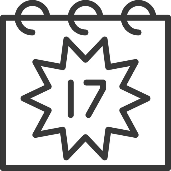 Voetbalbord Kalender Pictogram Omtrek Stijl — Stockvector