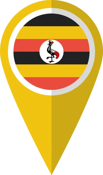 Vlag Pin Uganda Pictogram Platte Stijl — Stockvector