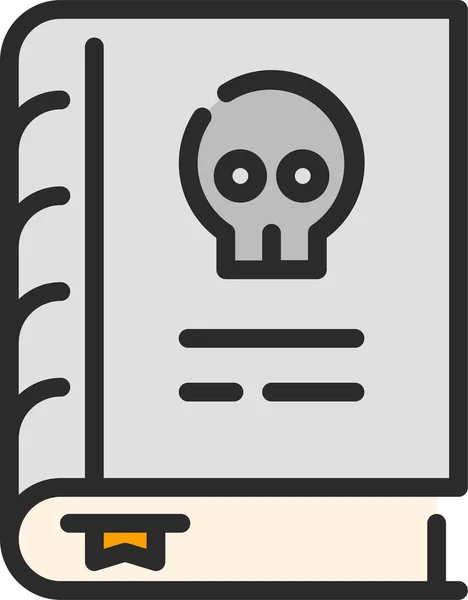 Libro Magia Negro Icono Halloween Estilo Contorno Lleno — Vector de stock