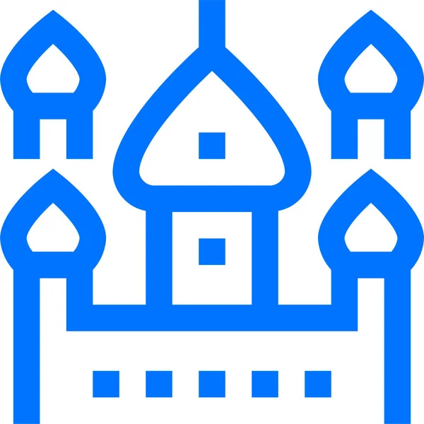 Bygga Islam Moské Ikon Kontur Stil — Stock vektor
