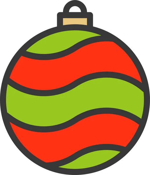 Boule Boule Icône Noël Dans Style Contour Rempli — Image vectorielle