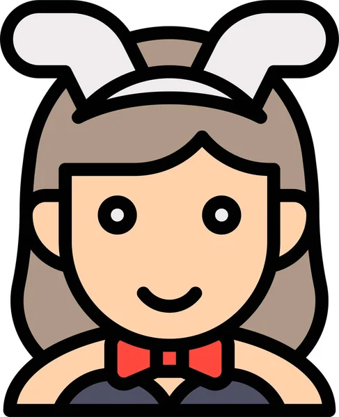 Bow Tie Bunny Girl Icon —  Vetores de Stock
