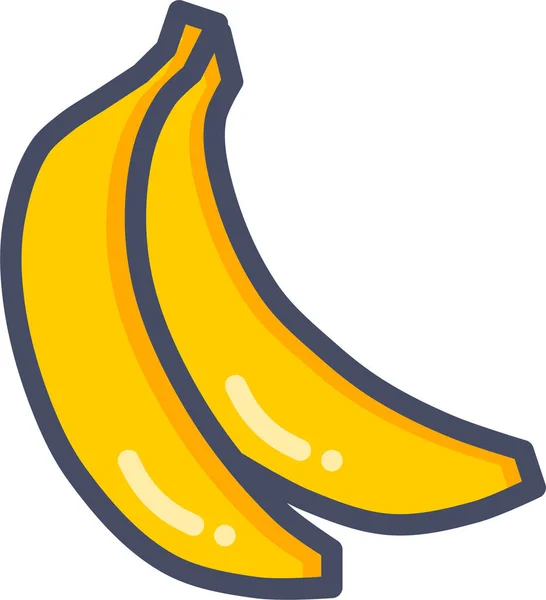 Banan Owoce Zdrowe Ikona Stylu Wypełnione Zarys — Wektor stockowy
