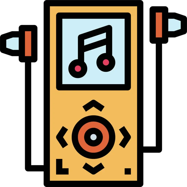 Interface Muziekspeler Pictogram Gevulde Outline Stijl — Stockvector