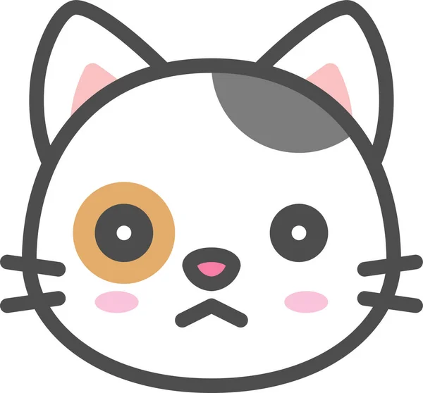 Icono Gato Avatar Calico Estilo Contorno Lleno — Vector de stock