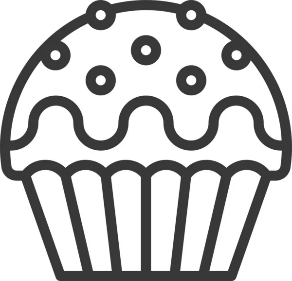 Cukrářské Cupcake Jídlo Ikona Obrysu Stylu — Stockový vektor