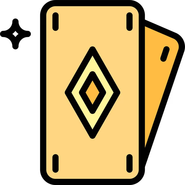 纸牌赌场扑克图标填充轮廓风格 — 图库矢量图片