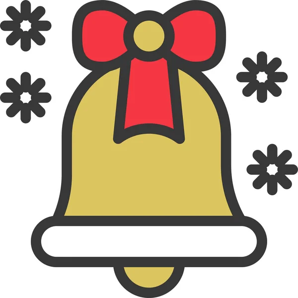 Bell Christmas Jingle Icon Filled Outline Style — Stock Vector