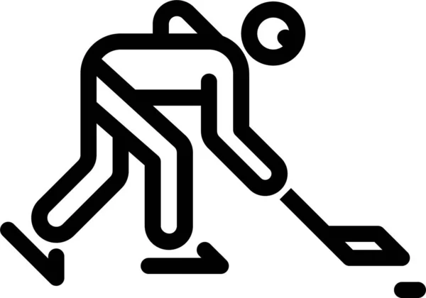 Juego Icono Hockey Sobre Hielo Estilo Esquema — Vector de stock