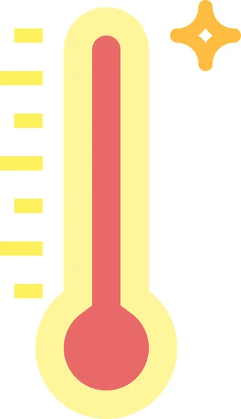 Temperatuur Thermometer Weer Pictogram Platte Stijl — Stockvector