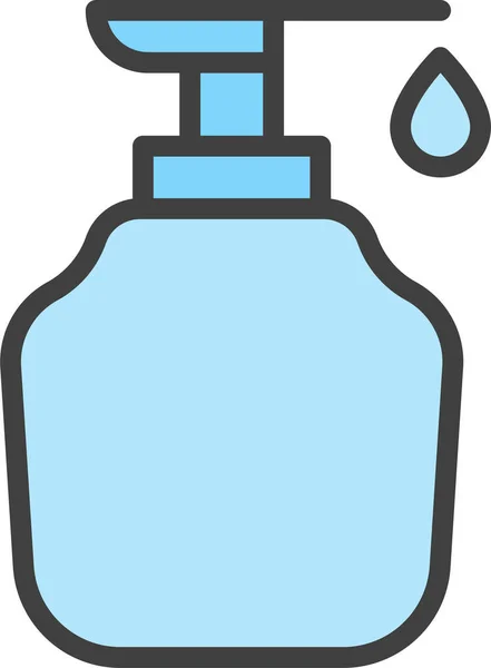 Icono Limpieza Botella Lavado Corporal Estilo Contorno Lleno — Vector de stock