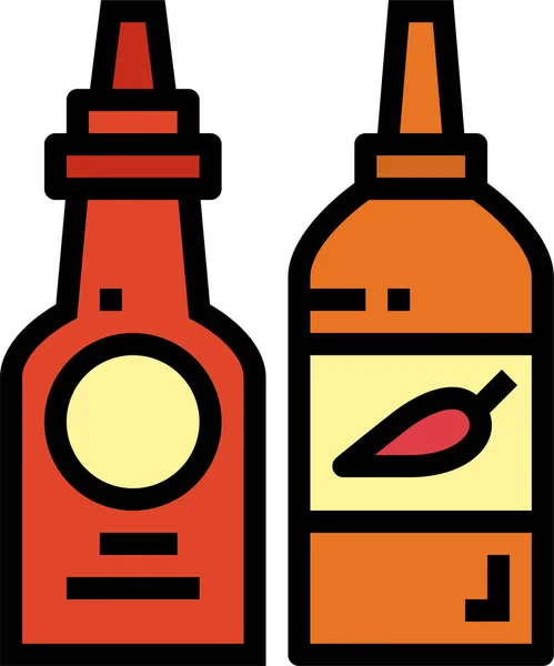 Condimento Ketchup Molho Ícone Estilo Esboço Preenchido — Vetor de Stock