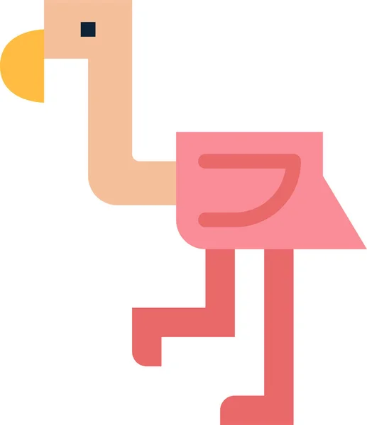 Dier Vogel Flamingo Pictogram Platte Stijl — Stockvector