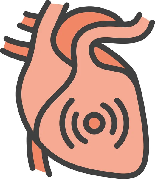 Cardiologie Cardiopathie Thoracique Icône Forme Contour Rempli — Image vectorielle