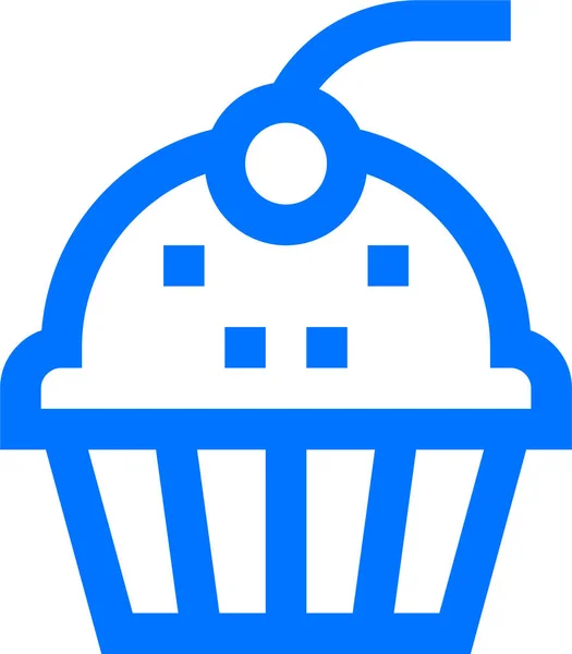 Koken Cupcake Dessert Pictogram Omtrek Stijl — Stockvector