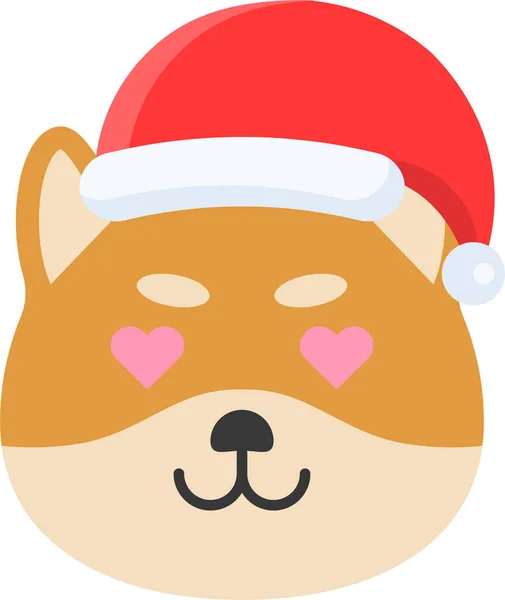 Weihnachten Hund Emoticon Symbol Flachen Stil — Stockvektor