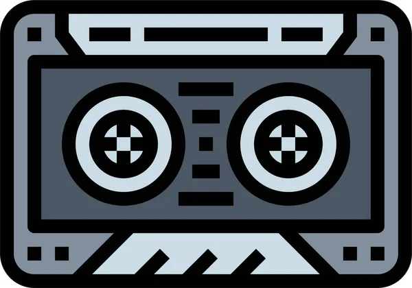 Icono Musical Multimedia Cassette Estilo Esquema Rellenado — Vector de stock