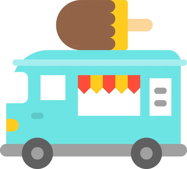 Comida Helado Camión Icono Estilo Plano — Vector de stock