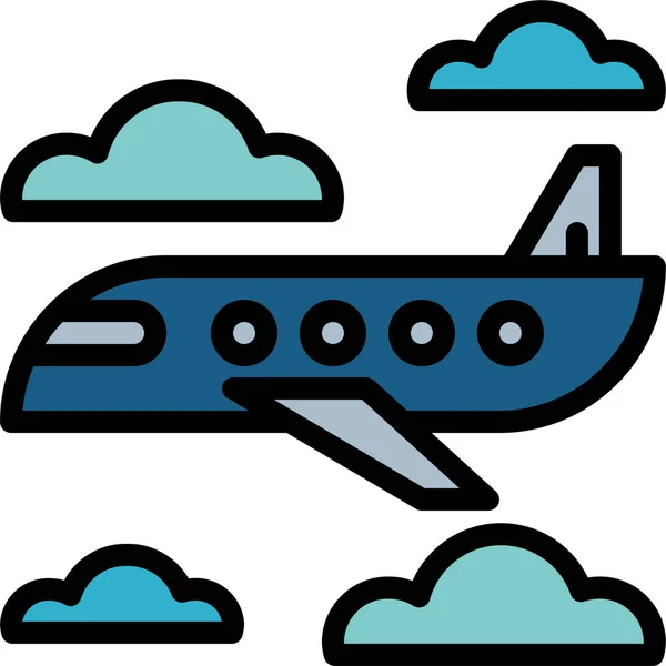 Airplane Airport Flight Icon Filled Outline Style — Stock Vector