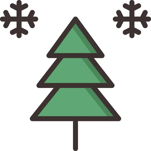 Χριστούγεννα Εικονίδιο Δέντρο Χιόνι Στυλ Γεμάτο Περίγραμμα — Διανυσματικό Αρχείο