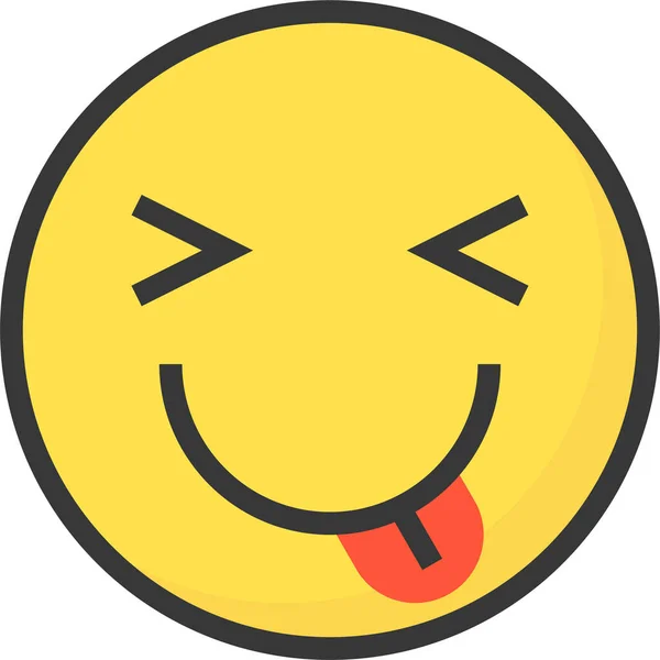 填充轮廓风格的Emoji Emoticon表达式图标 — 图库矢量图片