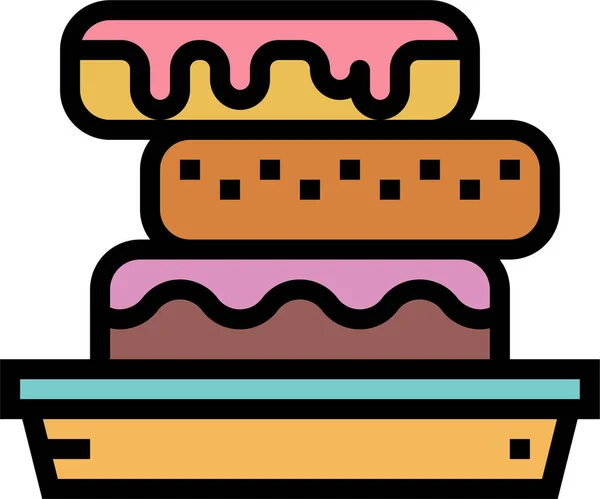 Postre Donut Alimento Icono Estilo Contorno Lleno — Vector de stock