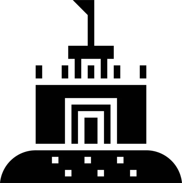 Beach Buildings Castle Icon Solid Style — Vettoriale Stock