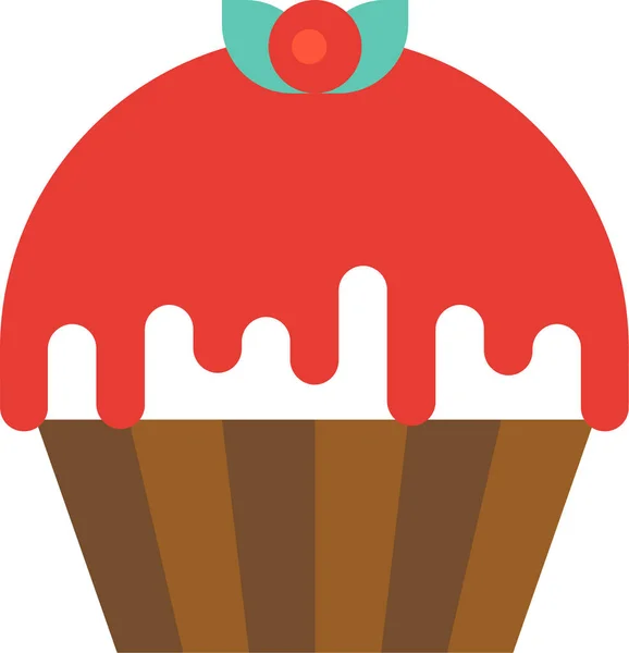 Backkuchen Cupcake Ikone Flachen Stil — Stockvektor
