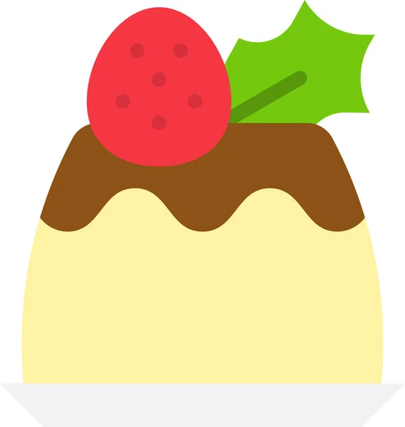 Christmas Custard Dessert Icon Flat Style — Stock vektor