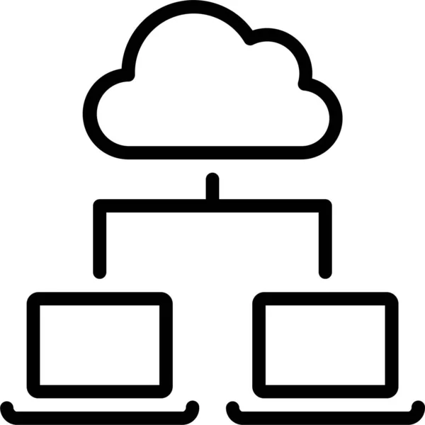 Ikona Hierarchie Cloudového Zařízení Stylu Osnovy — Stockový vektor