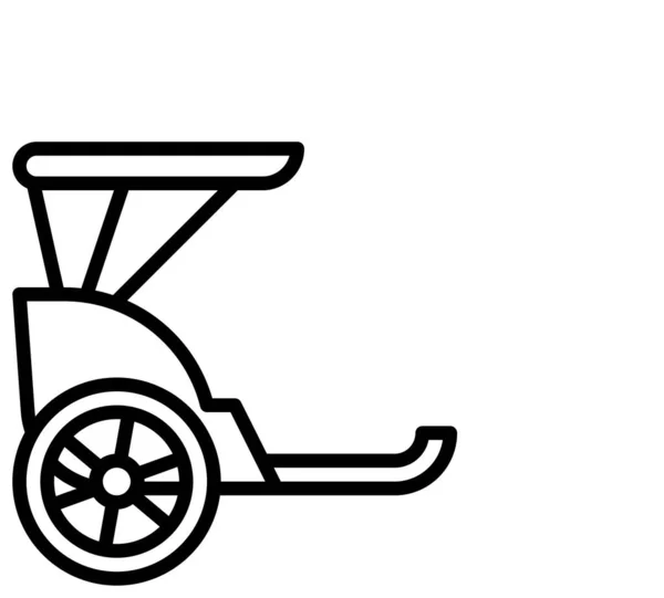 Véhicule Transport Rickshaw Icône Dans Style Contour — Image vectorielle