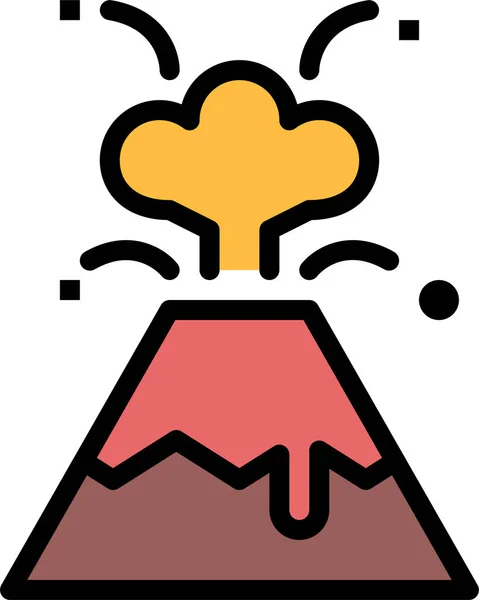 Gefährliche Vulkanausbruchssymbole Stil Gefüllter Umrisse — Stockvektor