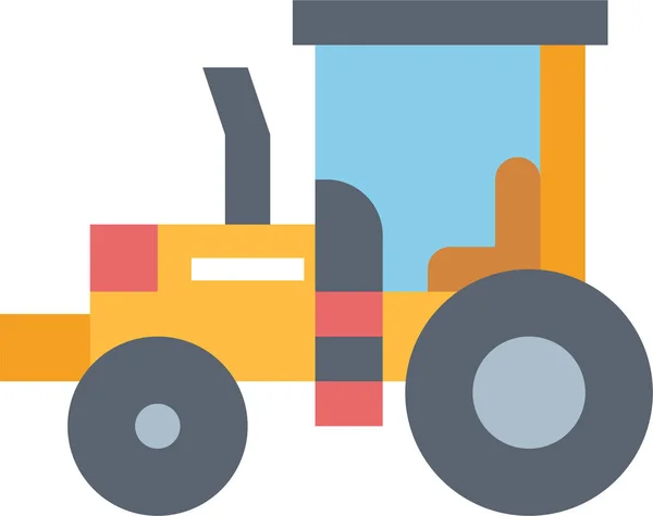 Zemědělský Traktor Ikona Plochém Stylu — Stockový vektor