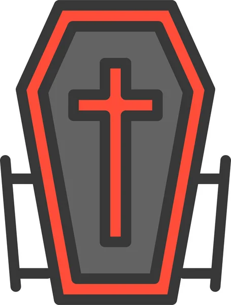 Coffin Cross Death Icon Filled Outline Style — Stock vektor
