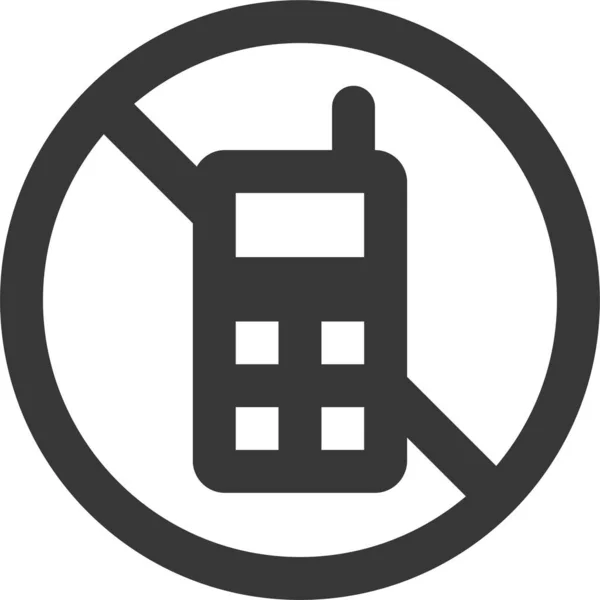 Мобильный Телефон Запретил Запрещающий Значок Дорожного Знака Твердом Стиле — стоковый вектор