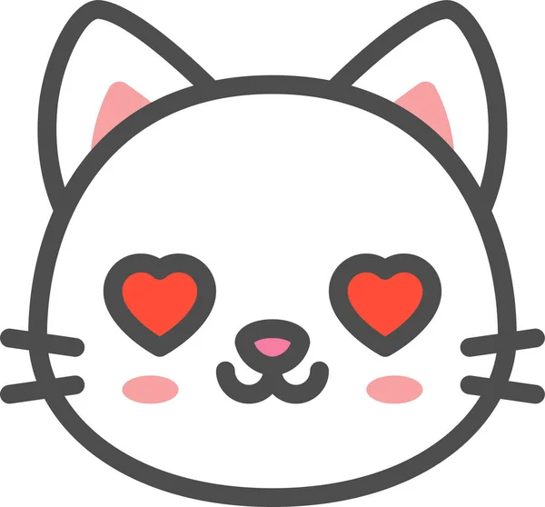 Avatar Gato Lindo Icono Estilo Contorno Lleno — Vector de stock