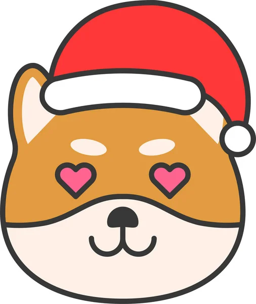 Icono Emoticono Perro Navidad Estilo Contorno Lleno — Vector de stock