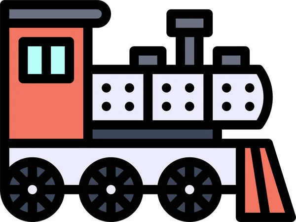 Icono Del Tren Del Vehículo Transporte Estilo Contorno Lleno — Vector de stock