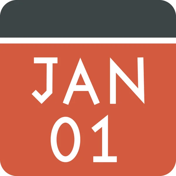 Kalenderdatum Januar Symbol Solidem Stil — Stockvektor