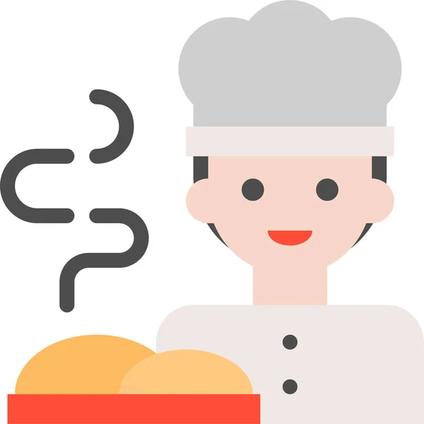 Icône Gastronomie Chef Boulangerie Dans Style Plat — Image vectorielle